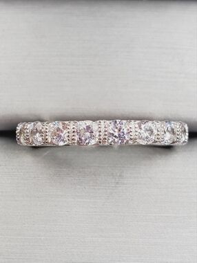 Classic Silver Cubic Zirconia Eternity Band 925 Sterling Silver Eternity Ring